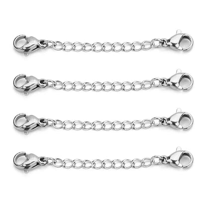 Louleur 5PCS Stainless Steel Necklace Extender Chains – Lobster Clasp Extension Tail Chains for DIY Bracelets & Jewelry