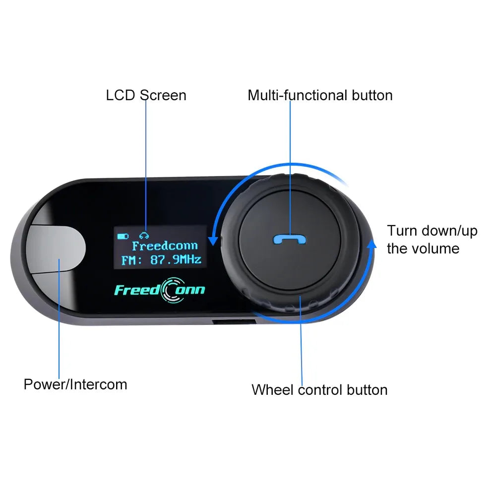 Freedconn T Com SC Bluetooth Motorcycle Intercom – Helmet Headset, Wireless Communication, BT 5.0, Music Share, 6 Riders, FM
