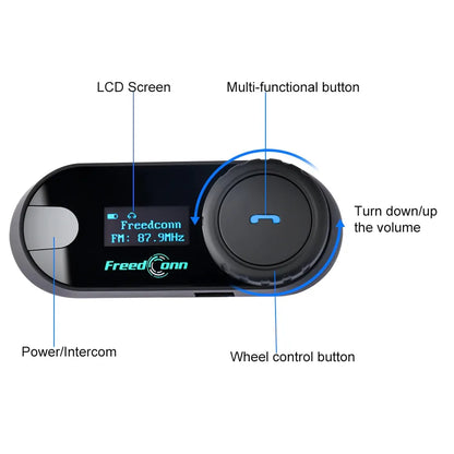 Freedconn T Com SC Bluetooth Motorcycle Intercom – Helmet Headset, Wireless Communication, BT 5.0, Music Share, 6 Riders, FM