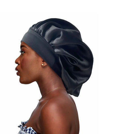 Silk Large Satin Bonnet for Women - Elastic Sleep Cap for Hair Care