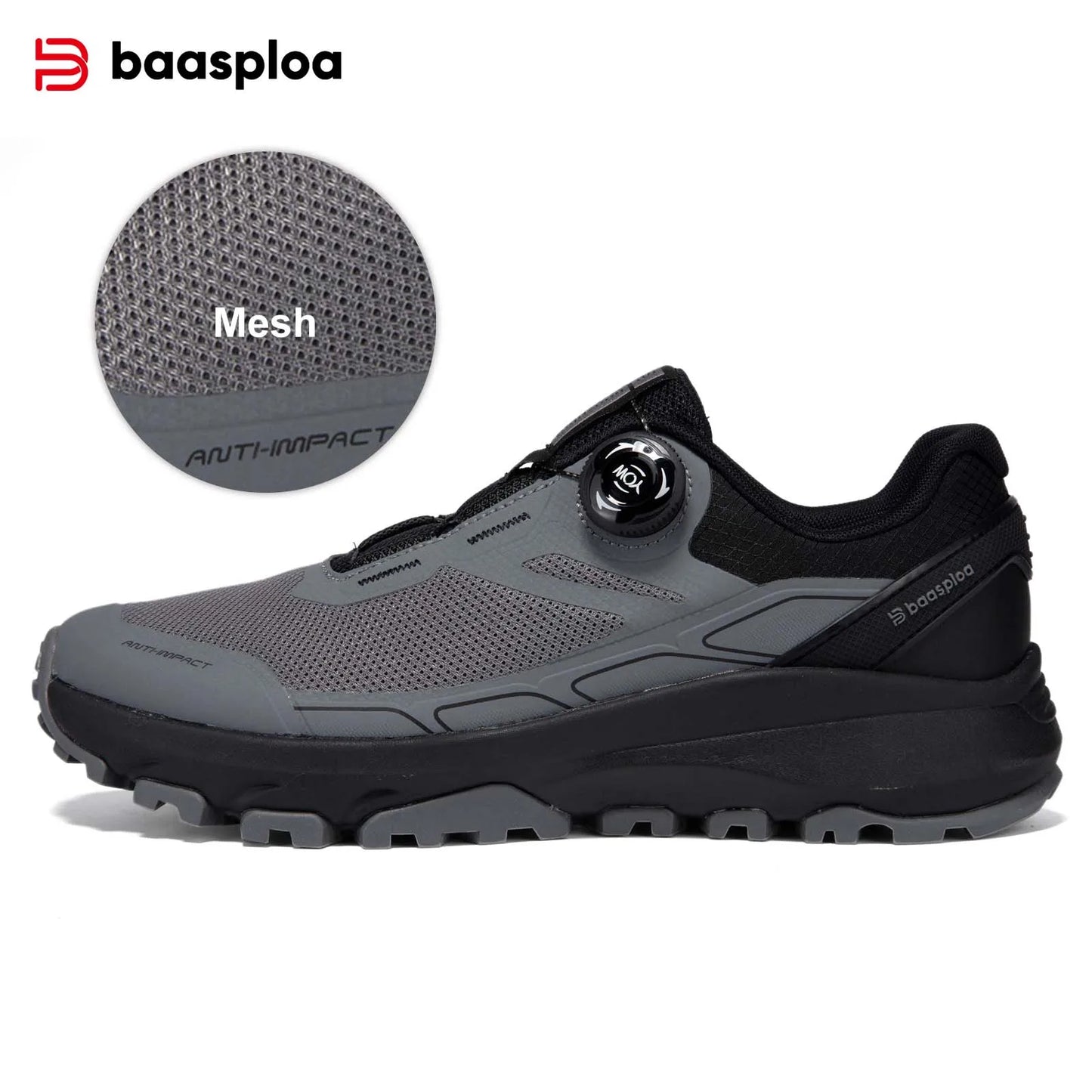 Baasploa Men’s Hiking Shoes – Breathable Outdoor Climbing & Walking Sneakers, Non-Slip & Durable