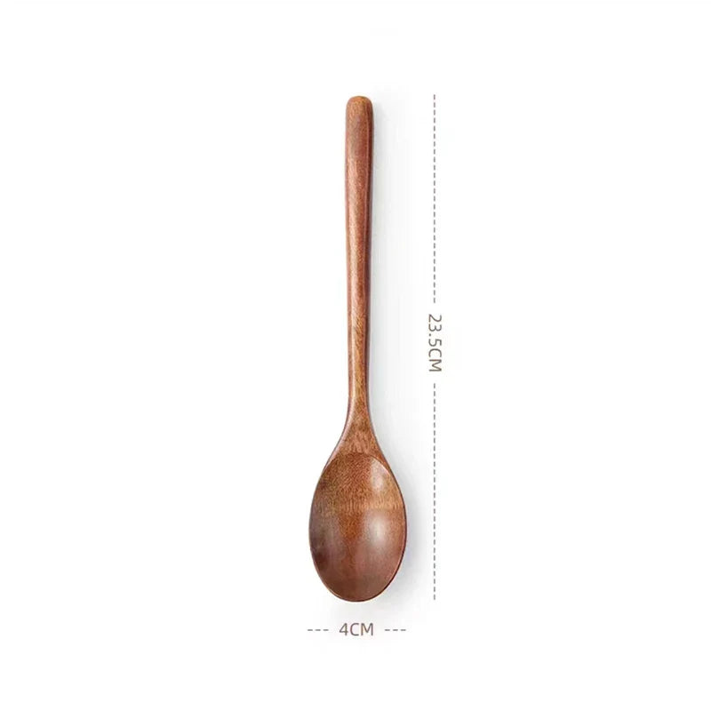 2PCS Wooden Spoons – Kitchen Tableware for Cooking, Soup, Tea, Coffee, Honey, and Catering Utensils
