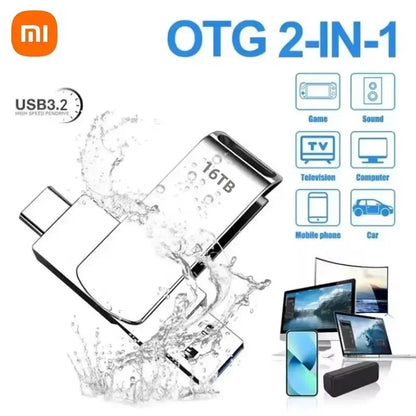 Xiaomi USB 3.2 16TB Flash Drive — High-Speed Metal Pendrive, Waterproof Portable Memory Stick