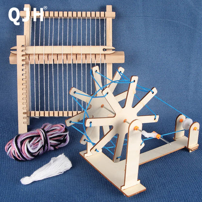 Mini Weaving Loom Frame Kit - Wooden Spinning Wheel Tapestry Loom, Perfect for Travel and Beginners - DIY Woven Set