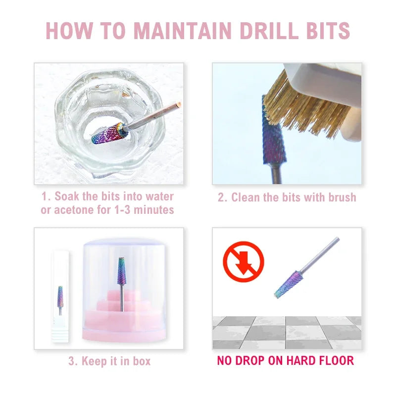 Gold Tungsten Carbide Nail Drill Bits – Large Barrel Milling Cutter, Pro Reversed Durable Grinding & Polishing Tools Accessories 4XC