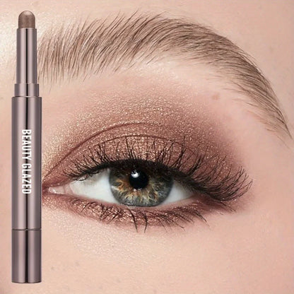 BEAUTY GLAZED 10-Color Eyeshadow Stick – Long-Lasting Waterproof Matte & Shimmer Eye Pen with Double-Head Brush