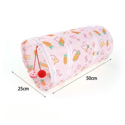 Foldable Pet Tunnel Play Tent - Carrot Design Interactive Cat & Dog Toy for Indoor Outdoor Fun