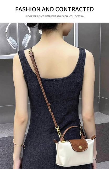 Leather Replacement Crossbody Bag Strap for Longchamp Mini — Earthy Color Shoulder Strap, No Punching Needed
