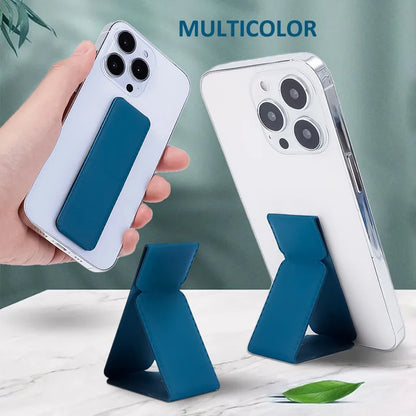 Desktop Folding Phone Stand with Ring – Push-Pull Adhesive Holder Solid Color Lazy Mount