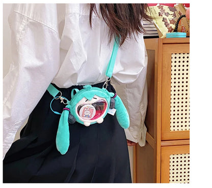 Hatsune Miku Coin Purse Shoulder Bag – Kawaii 14cm Plush Headphone Bag, Cartoon Crossbody Keychain Pendant, Perfect Girl Gift