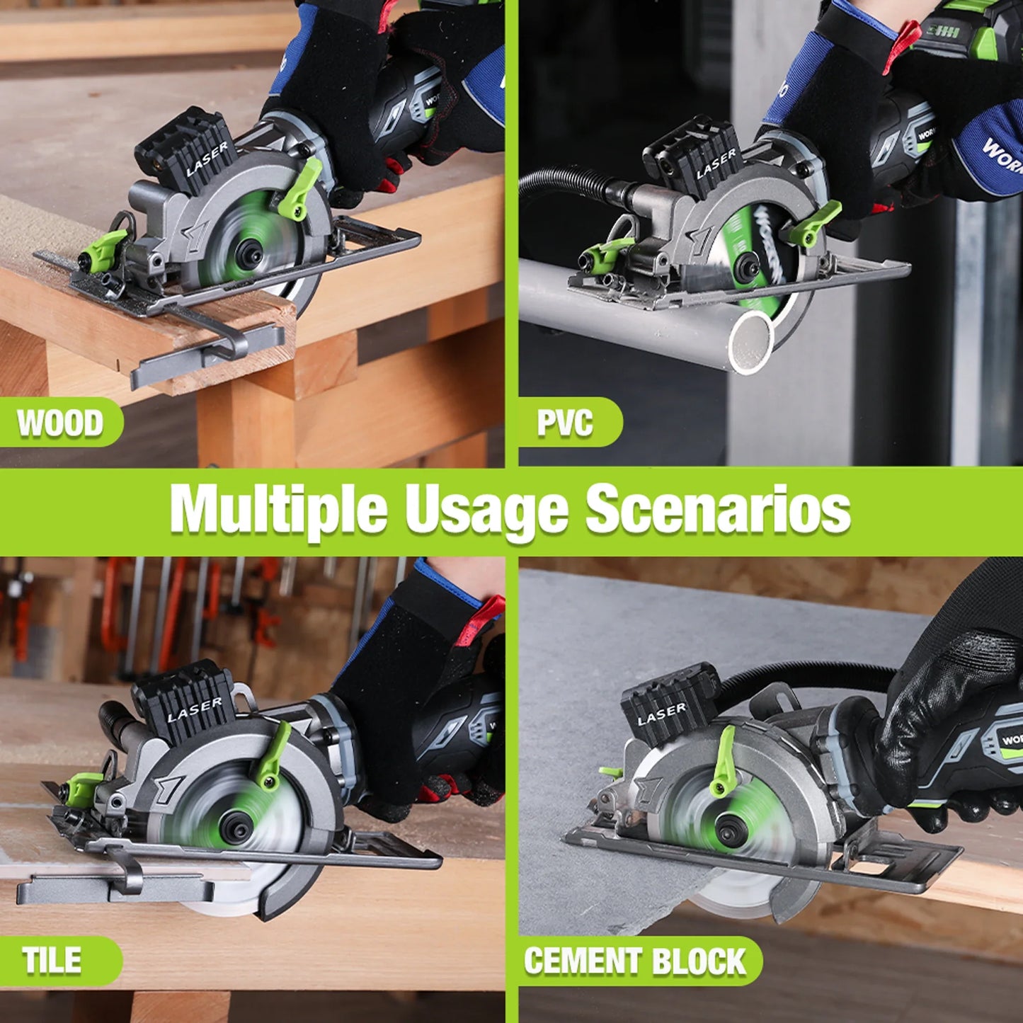 WORKPRO 20V Cordless Circular Saw with 115mm Blade – 710W Electric Power Tool for Wood & Tile Cutting (Laser & No Laser Options)
