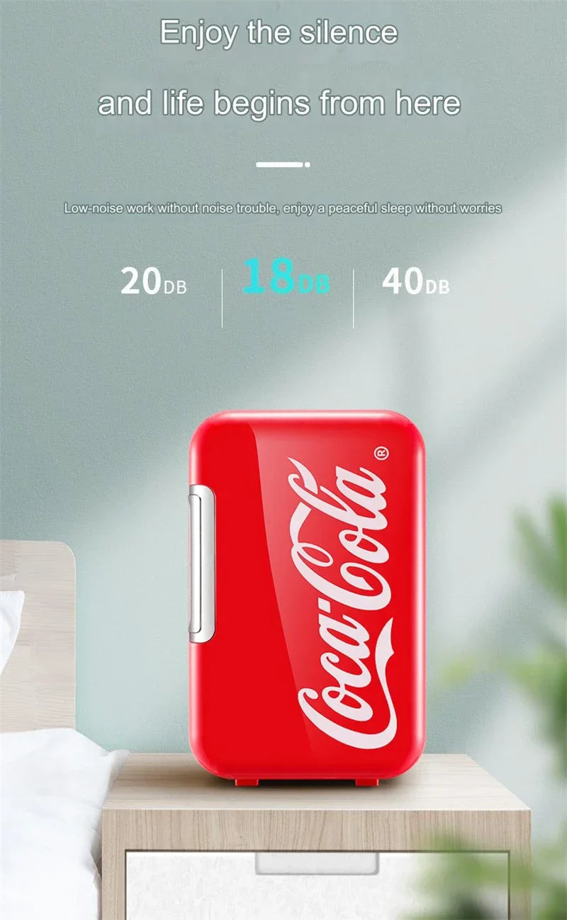 6L Mini Coca-Cola Refrigerator – Multifunctional Cosmetic Cooler & Warmer for Home, Car, Dorm, Portable 12V/220V Fridge