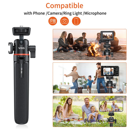VRIG TP-08 TP-06 Tripod Stand Selfie Stick – Aluminum Alloy with 1/4 Inch Screw, Cold Shoe Mount & 360° Rotation, 1.5kg Load Capacity