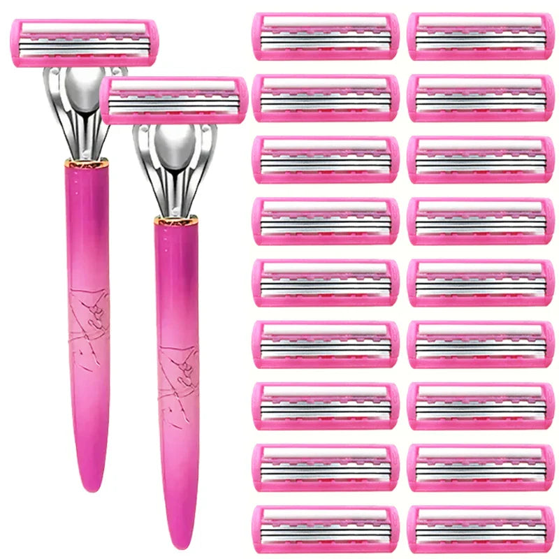 Women’s Safety Razor Blade Set – 4/12PCS 3-Layer Stainless Steel Replacement Heads for Bikini & Hair Removal