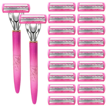 Women’s Safety Razor Blade Set – 4/12PCS 3-Layer Stainless Steel Replacement Heads for Bikini & Hair Removal