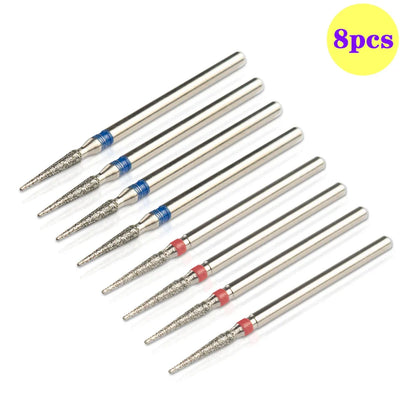 8pcs Diamond Nail Drill Bit Set - Rotary Electric Milling Cutters for Pedicure, Manicure, Cuticle Burr & Nail Tools Accessories