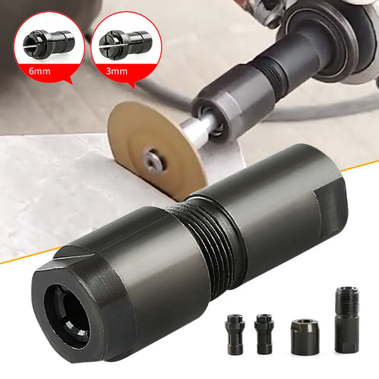 Universal Angle Grinder Modified Adapter - 6/3mm Chuck for Straight Grinder Conversion, M10 Thread, Grinding Cutter Compatibility
