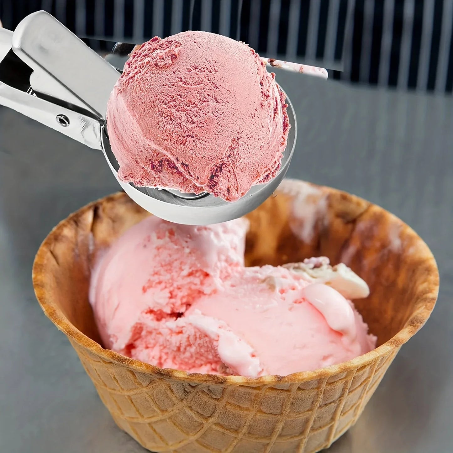 Multifunctional Stainless Steel Ice Cream Scoop – Dual-Purpose Fruit & Watermelon Ball Spoon for Household Use