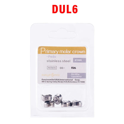 5PCS EASYINSMILE Kids Stainless Steel Dental Crowns – Primary Molar Teeth Refill D2-D7