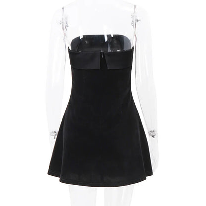 WhereMery Elegant Sleeveless Slash-Neck Mini Dress – Sexy Bodycon Backless A-Line Retro Evening & Club Party Dress for Women