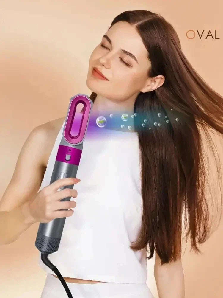 5 in 1 Low Noise Hair Styler – Professional Curling, Straightening & Drying Hot Air Brushes | 1000W