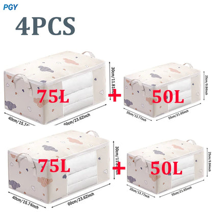 Big Capacity Storage Bag – 4/2/1PCS Moisture & Dust-Proof Organizer for Quilts, Clothes, Duvets, Blankets, and Luggage