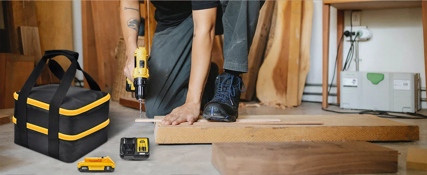 Large Battery Storage Bag for DEWALT & Milwaukee 12V-20V – Tool Battery & Charger Carrying Case (Box Only)
