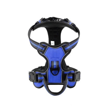 Adjustable No-Pull Reflective Dog Harness – Soft, Breathable Nylon Vest with Leash for Small & Large Dogs