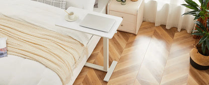 Overbed Bedside Table – Adjustable Height Sofa Table with Hidden Wheels for Laptop & Mobile Use