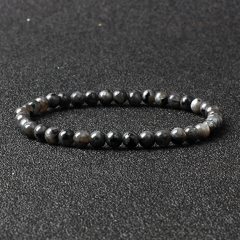 4mm Natural Stone Bead Stretch Bracelet for Men & Women – Agate Lava Handmade Reiki Crystal Jewelry