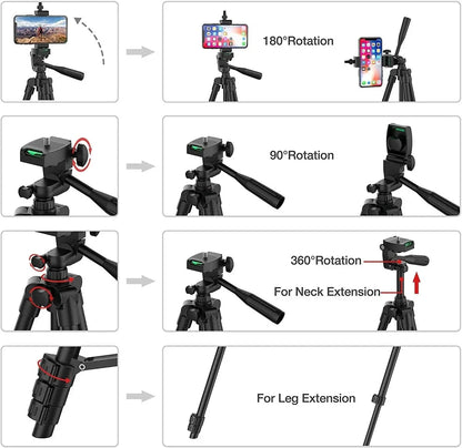 100cm Phone Tripod Stand – Video Recording Tripod with Bluetooth Remote, Universal Camera & Phone Photography Stand