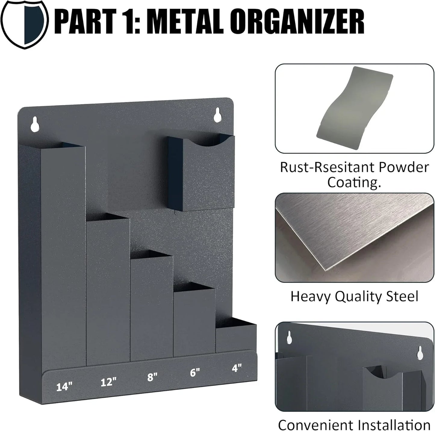Wall Mount Cable Tie Holder - Zip Tie Storage Rack Organizer for Garage, Workshop & Home