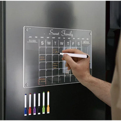 Magnetic Fridge Calendar & Weekly Planner – Reusable Transparent Dry Erase Board for Schedule, Menu & Notes