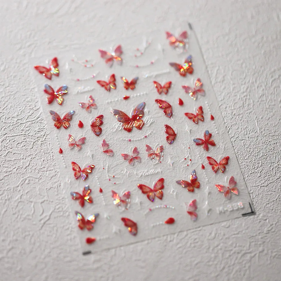5D Glitter Butterfly Nail Sticker – Kawaii Aurora Nail Art Decal for DIY Manicure & Nail Decorations