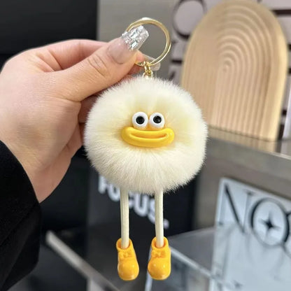 Cute Big Eyes Plush Keychain – Cartoon Briquettes Car & Bag Pendant Style