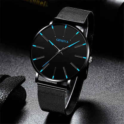 Men’s Luxury Quartz Watch – Fashion Slim Mesh Steel Waterproof Sport & Casual Wristwatch