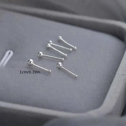 2PCS Silver Needle Ball Stud Earrings for Women – Tiny Round Ear Piercing Jewelry