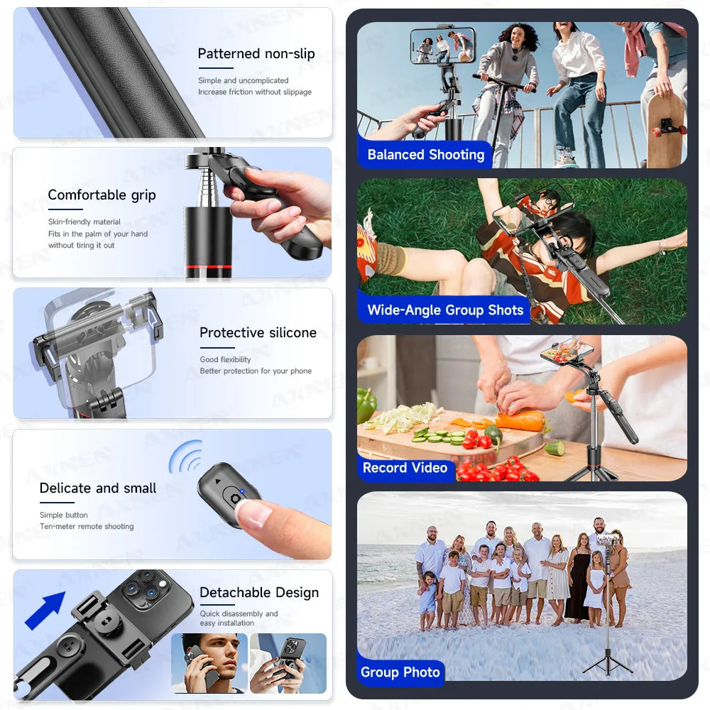 F16 Selfie Stick Tripod – 1708mm 8-Section Extendable Pole with Bluetooth Remote, 360° Rotation & 1/4 Screw Mount for Phone Camera Vlogging & Photography