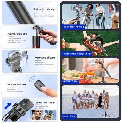 F16 Selfie Stick Tripod – 1708mm 8-Section Extendable Pole with Bluetooth Remote, 360° Rotation & 1/4 Screw Mount for Phone Camera Vlogging & Photography