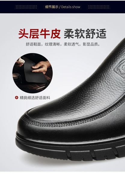 Genuine Leather Handmade Men's Shoes – Casual Loafers, Breathable Slip-On Walking Sneakers for Outdoor Wear