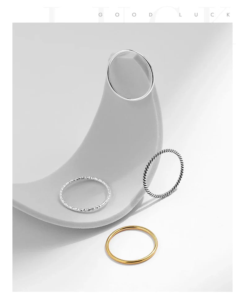 MODIAN 925 Sterling Silver Stackable Ring – Classic Wave Geometric Finger Ring, Fashion Jewelry for Women