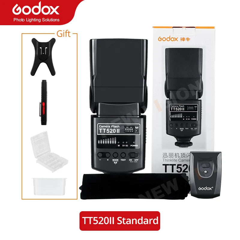 Godox TT520II Camera Flash – Built-in 433MHz Wireless Speedlite for Canon, Nikon, Pentax, Olympus DSLR Cameras
