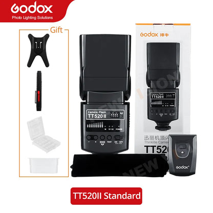 Godox TT520II Camera Flash – Built-in 433MHz Wireless Speedlite for Canon, Nikon, Pentax, Olympus DSLR Cameras