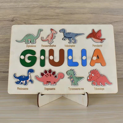 Montessori Personalized Wooden Name Puzzle — Custom Letter Board Educational Toy for Babies