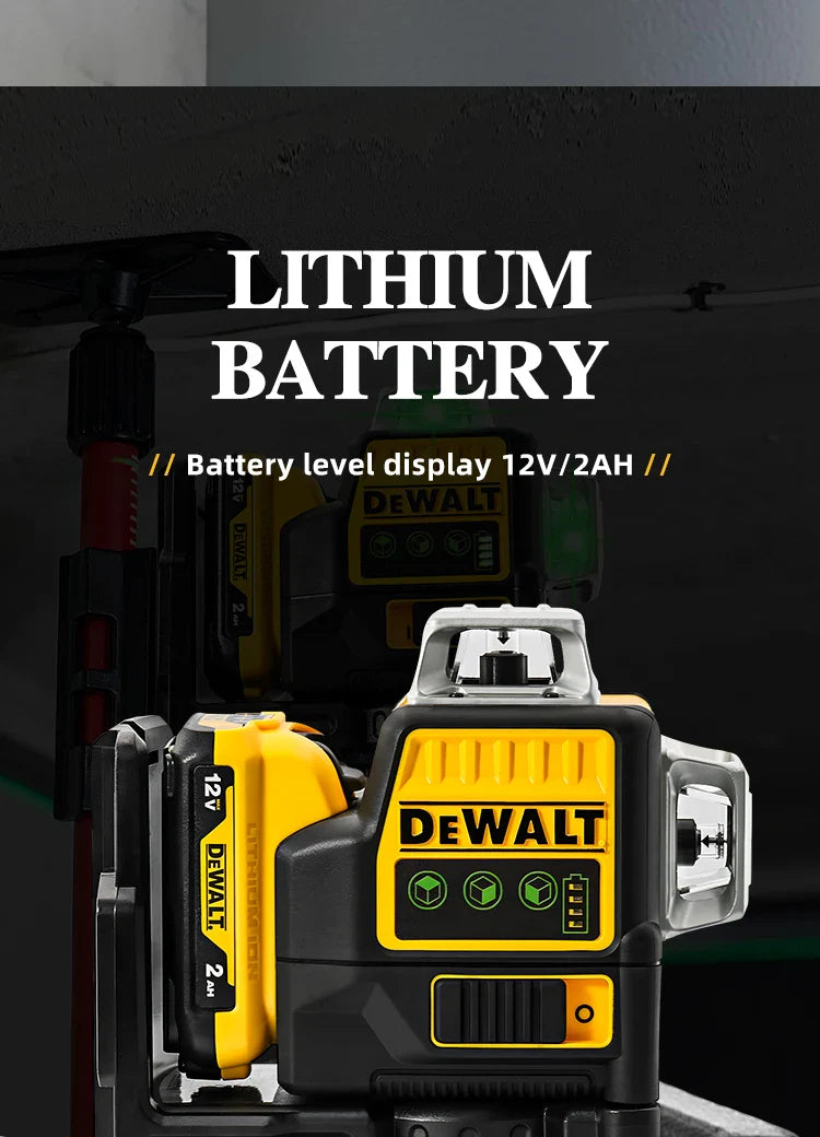 Dewalt DW089LG Laser Level – 12-Line 360° Vertical Laser with 12V Lithium Battery for Outdoor Use