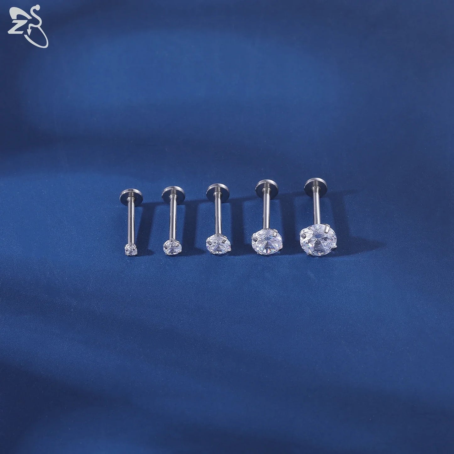 AOEDEJ 10PCS Gold Stainless Steel Labret Lip Studs – 16/18G CZ Crystal Helix, Cartilage & Tragus Piercings (2–6mm)