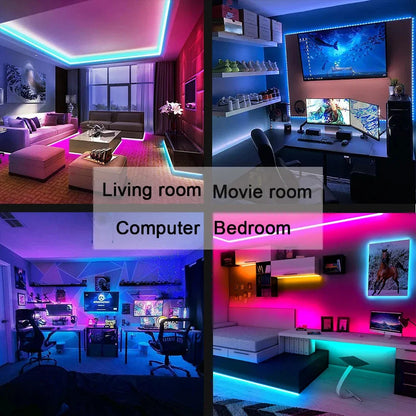 USB LED Strip Lights – Bluetooth-Controlled SMD 5050 RGB Tape, Flexible Self-Adhesive TV Backlight