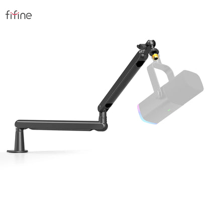 FIFINE Adjustable Low-Profile Desk Microphone Arm Stand – Suspension Boom with Cable Management for K688, Ampligame & AM8-BM88