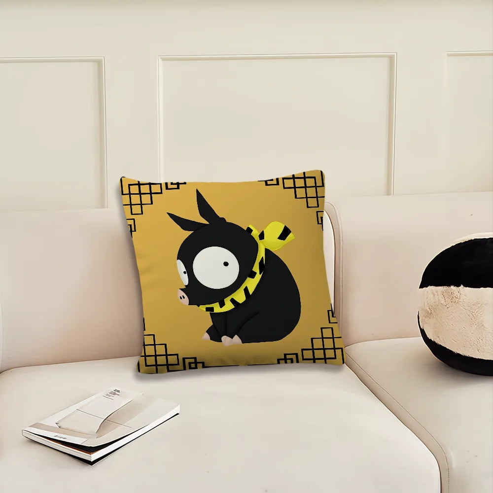 Anime Cute Ranma P-chan & Ryoga Pig Cushion Cover – Sofa, Bedroom & Office Pillow Case for Nap Time