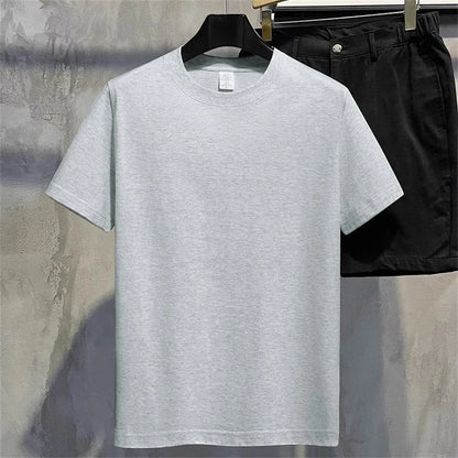 Men's & Women's Cotton T-Shirt — Summer Solid Color Round Neck Short-Sleeve Top, Casual Couple White Tee
